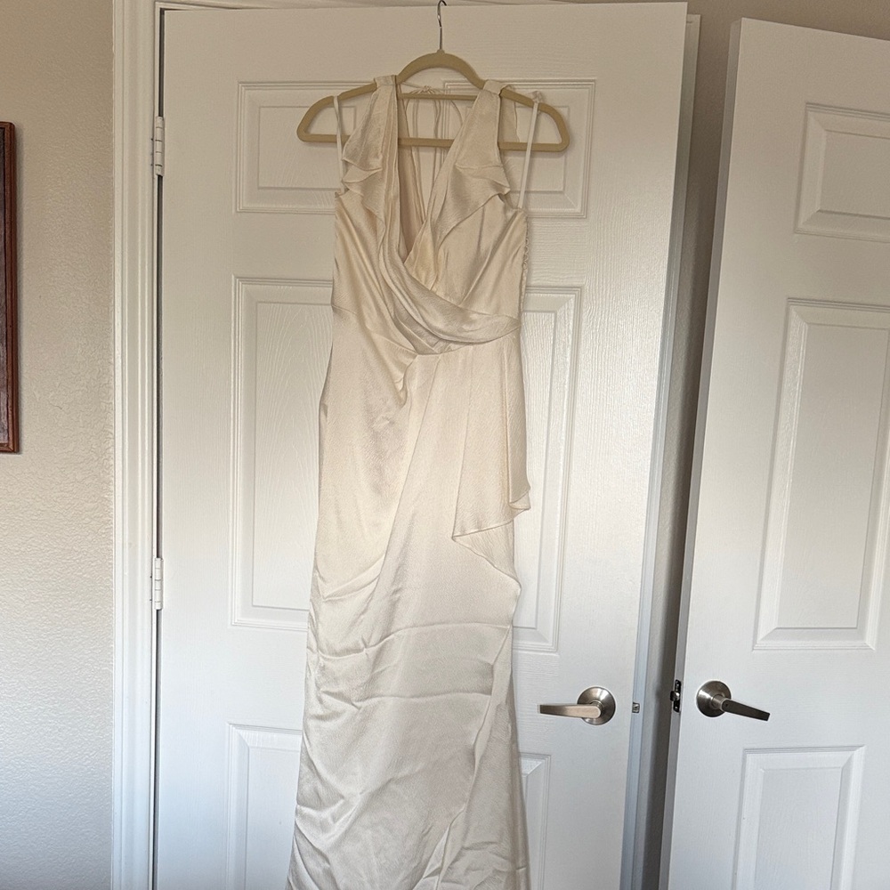 Elegant Cream Crepe Wedding Dress